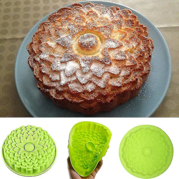 3 st Silikonformar för Kakor i Blomform, Stora Runda Solros Krysantemum Ros Bd-yuhao
