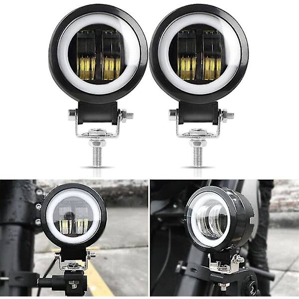 Off-road LED-lys Universal Motorcykel Spotlight Angel Eye Light (sort hvid) (2 stk)