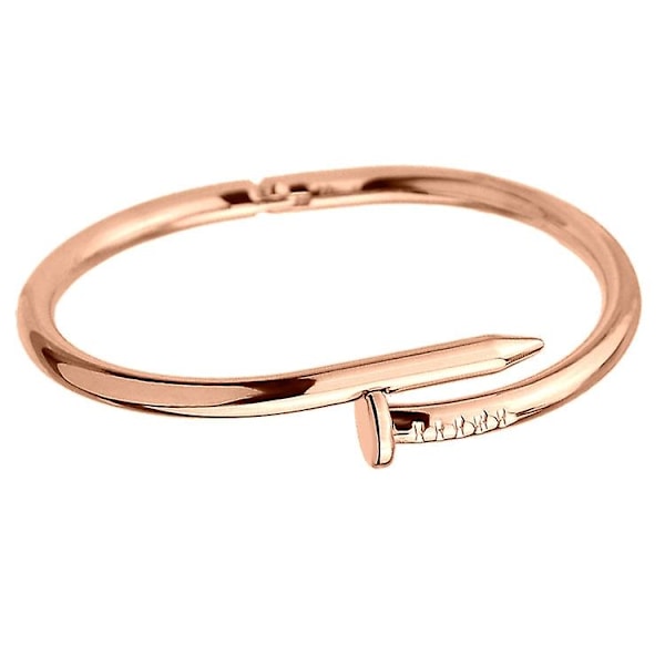 Motearmbånd i rustfritt stål for par, åpningsbar armbånd, titan negl, kvinner og menn Rose gold