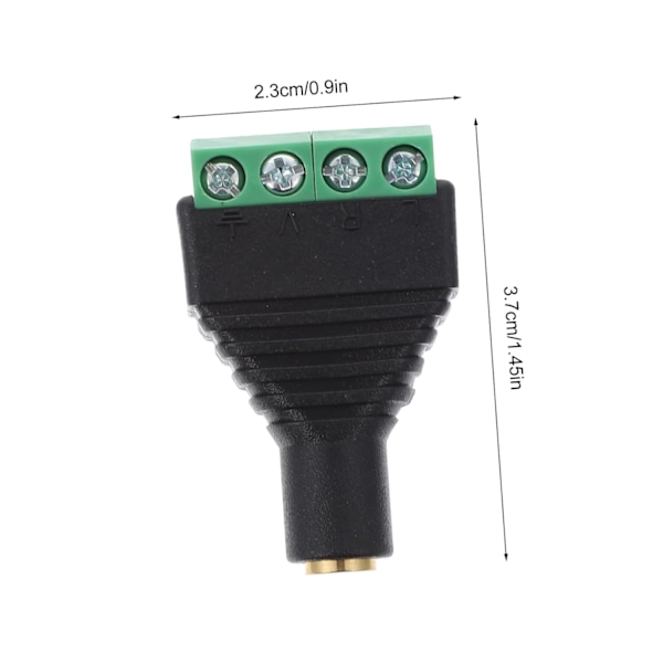 Skrueterminaladaptersett 4 stk 3,5 mm Stereo Hunnkontakt til Av 4 Skrueterminaler for Lyd, Video og PC-tilkoblinger