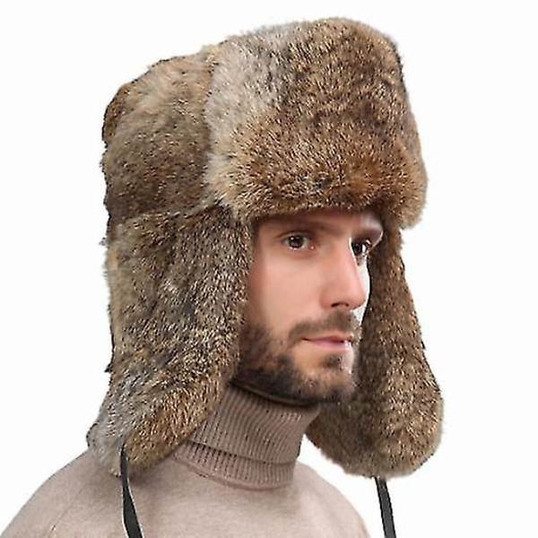 Lämmin Trapper-hattu Tekoturkista Talvi Bomber-hatut Lentäjähatut Ushanka-hattu brown