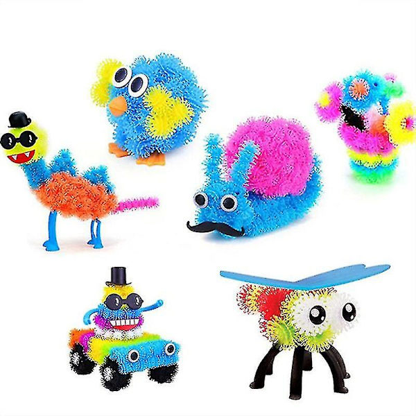 Børns DIY Puffer Ball Konstruktionslegetøj Klæbrig Torn Bold Klynge 3D Samling Byggeklodser