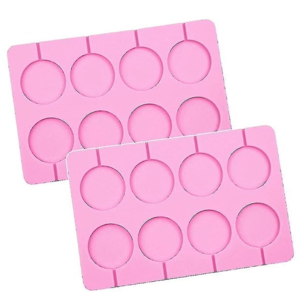 2 stk Silikon Lollipopforme, 8-kapacitet Store Sutteforme, Perfekt til Lollipop, Chokolade - yuhao