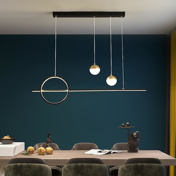 LED Hængende Lampe Køkkenø Sort Guld 80cm Lanterne