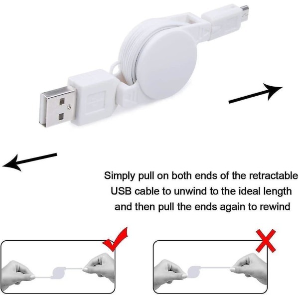 5 Pack Micro USB til USB uttrekkbar synkronlader