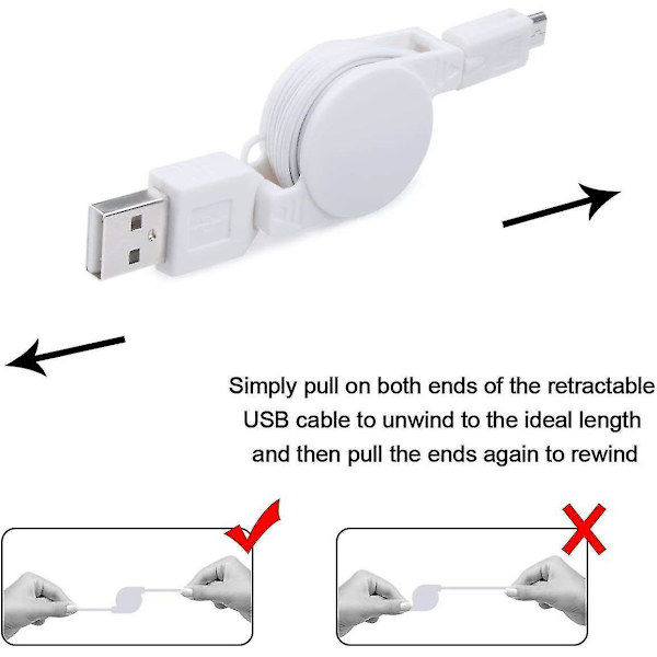 5-pakks Micro USB til USB Retraktabel Synkroniseringslader