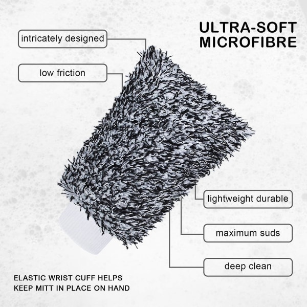 Mikrofiber Bil Tvätthandske Rengöringshandskar Utrustning Svamp, 2 Set Professionell Repfri