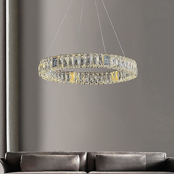 50cm Kristall Hänglampa Led Kronljusstake Stål Nordisk Stil