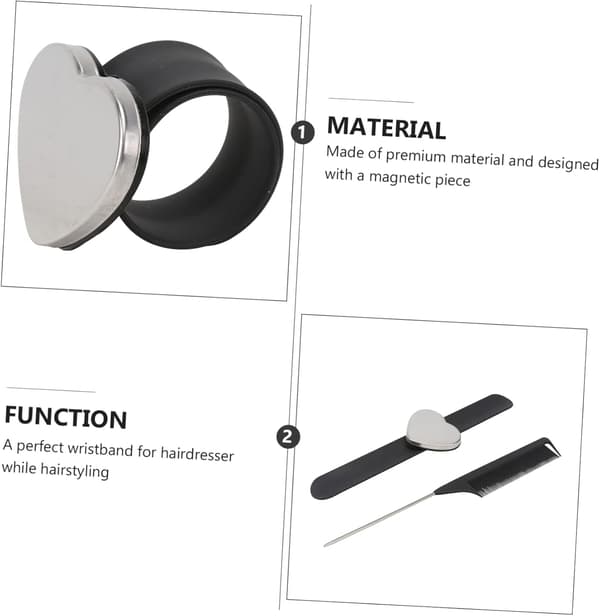 Magnetisk Hårstyling Kam Sæt 4 stk Sort Silikone Hjerteformet Halebørste