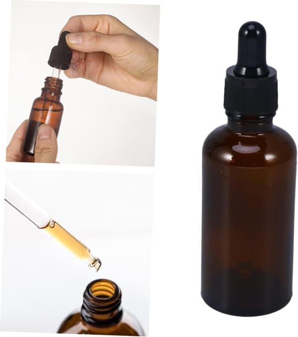 6st 50ml bärnstensfärgade glasdroppflaskor set påfyllningsbara eteriska oljeparfymflaskor