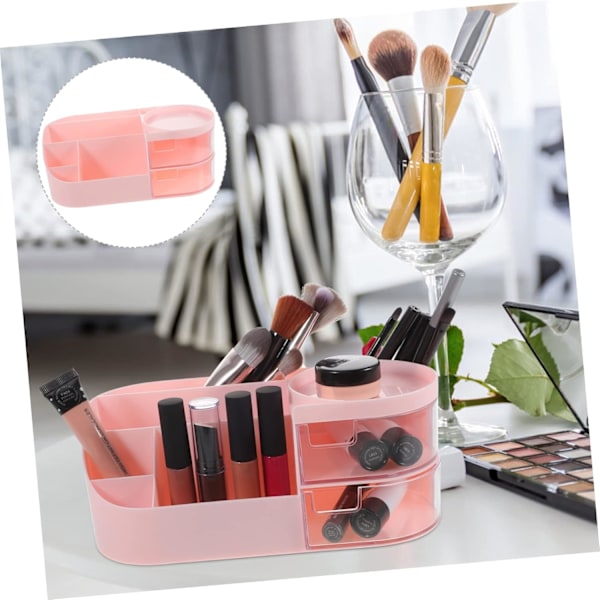 Kosmetikboks til skrivebord Makeup Organizer 4 Glatte Skuffer Ruminddelt Bakke til Toiletbord