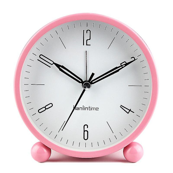 Tyst väckarklocka, Tick-Free Analog Väckarklocka, Minimalistisk Rund Metall Ljus Väckarklocka Beige
