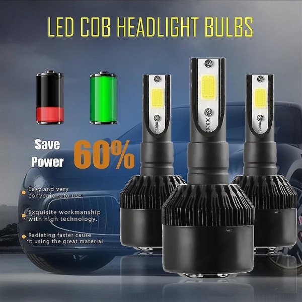 H7 LED COB Headlight Bulb 110W 12000lm 6000K Black