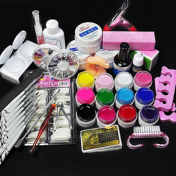 12 färger UV Gel Zebra Brush Nail Art Tool Kit Manikyr