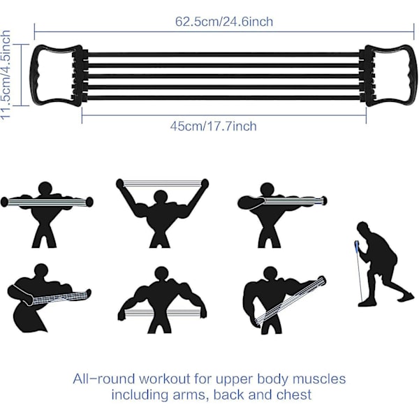 Bröstutvidgare, 5 Rör Bröstutvidgare Muskel Dragövning Bröst Arm Utvidgare Bröstutvidgare Fitness Justerbar Bröstutvidgare För Hemmet
