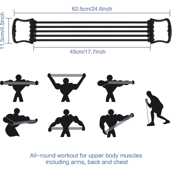 Bryst Expander Trækker, 5 Rør Bryst Expander Muskel Træningsudstyr Bryst Arm Expander Bryst Expander Fitness Justerbar Bryst Expander Til Hjemmet