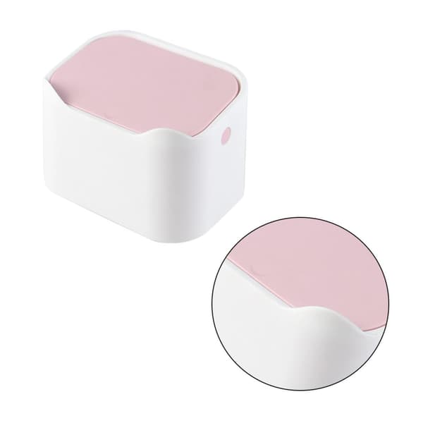 Skrivebordsøppelbøtte i plast, rosa multifunksjonell design, tildekket avfallsbeholder, stilig minibøtte