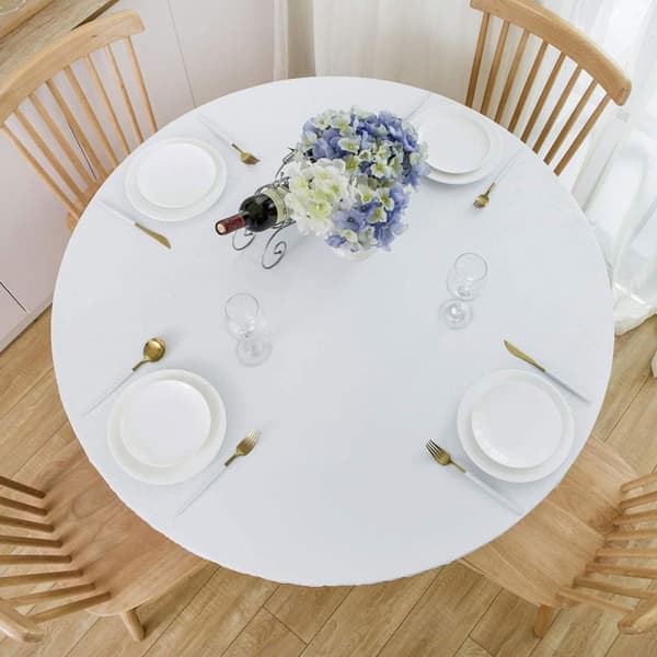 Rund elastisk duk med flanellbakside 48 tommer, PVC-tilpasset bordtrekk