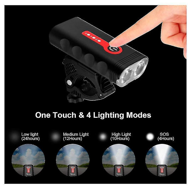 Cykellys USB Genopladelig 2400 Lumen 4 Tilstande IP65