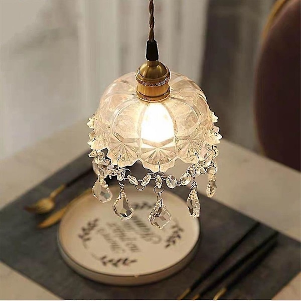 Retro Brons Glas Liten Lykta Kristalllampa Gång