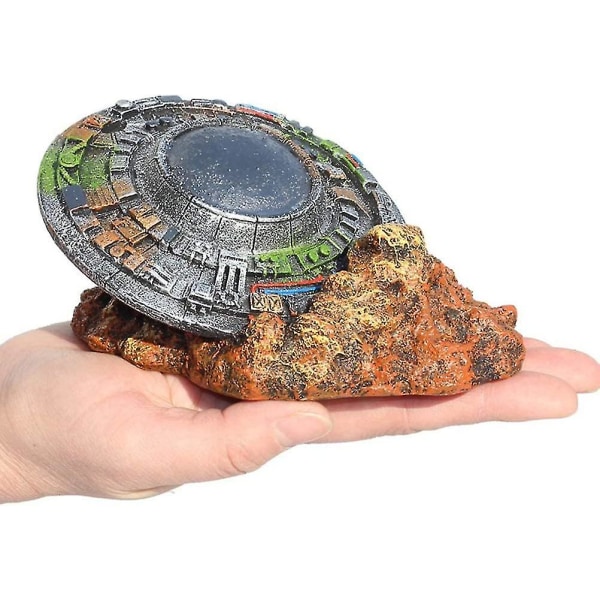Akvarietilbehør 1 stk. Emulering Ufo Vrag Pynt Kreativ Rumskib Akvarie Ornament