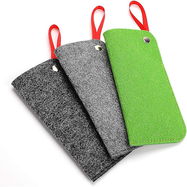 Blødt Brilletui 3-pak. Filt Portable Rejseetui til Briller. Blødt Solbrilleetui Taskeholder