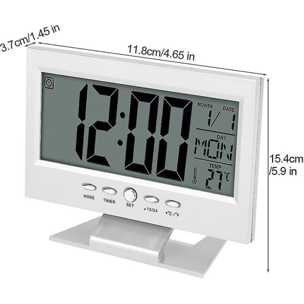 Desktop Voice Sensing Perpetual Calendar Clock Hvid