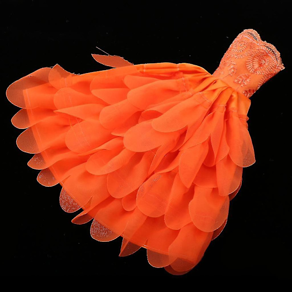 Modeklänning för docka, orange, flerskiktad