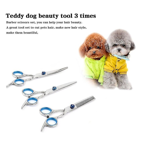 Set med Pet Grooming Saxar, Hårsaxar, Rak Saxar och Tunnare Kam