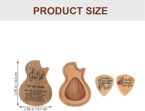 Trägitarrplektrumförvaringslåda Kreativ design Utseende Trämaterial för gitarrtillbehör