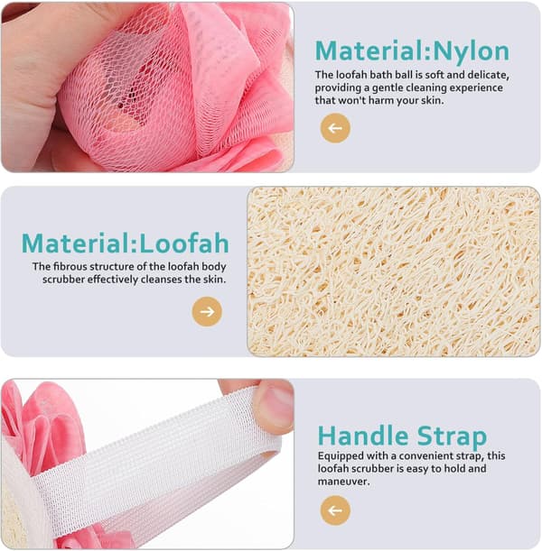 2 stk. badesvamper Loofah Vaskeklut Eksfolierende Kroppsskrubbepuff