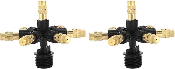 2-pack Brass Misting Nozzle Set, G1/2in 7 Sprayers Lågtrycksförstoftning för Patio Gräsmatta, Landskapsarkitektur