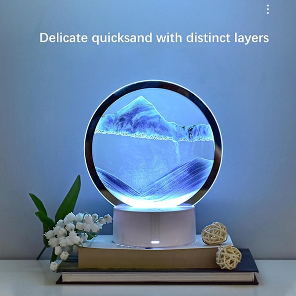 3D Bevægelig Sandkunst Timeglas LED Bordlampe