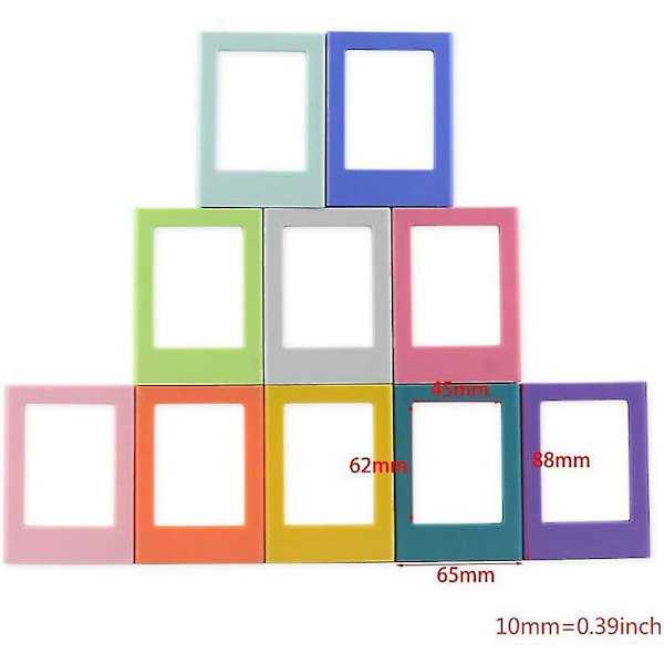 10 stk. 3 tommer Farverige Magnetiske Foto Rammer Instax Mini