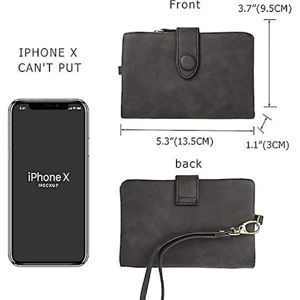 Dam Korthållare Plånbok Slim PU Läder Handväska Dam Zipper Pengar Organiserare Myntplånbok Med ID-Fönster