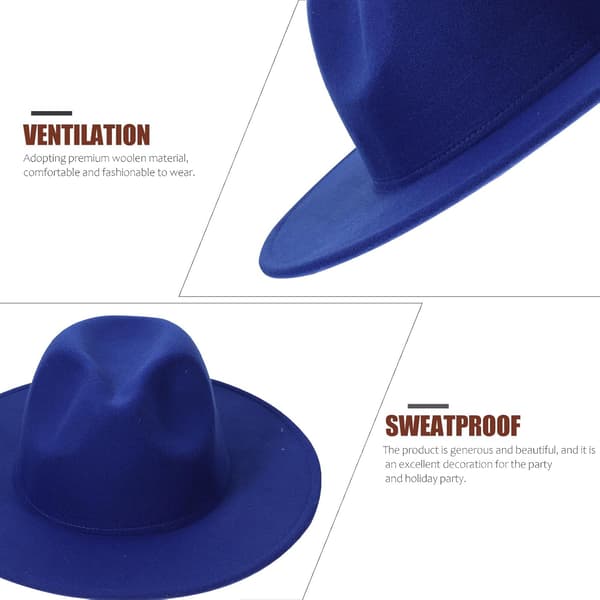 Tvåfärgad Fedora Hatt Klassisk Jazzmössa Bred Brätte Herrhattar Vintertillbehör Blå