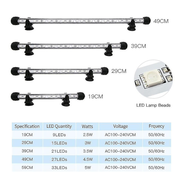 Zhongji 19cm-59cm Akvarium LED Belysning Bluetooth App