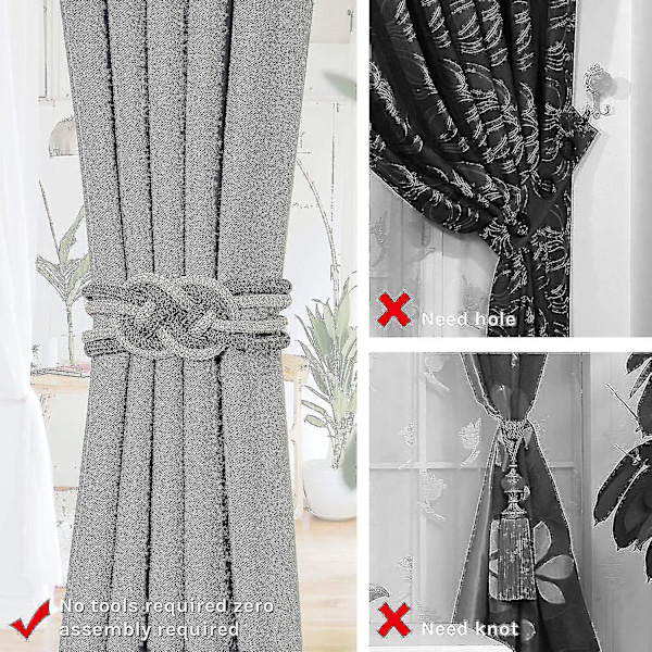 2-pack starka magnetiska gardinband - svart och beige