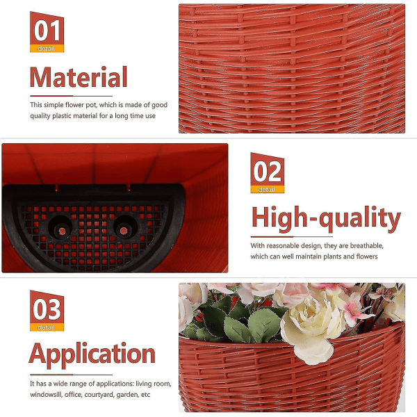 Väggräcke Hängande Planterare, Plast Staket Blomkrukor Växter Behållare Med Krokar Svart T-yuhao Red