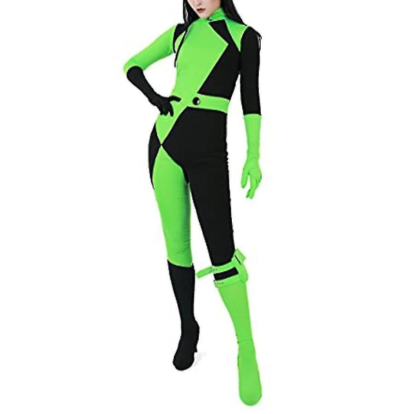 Piger Kim Possible Shego Costume Bodysuit Jumpsuit 14-15 Years