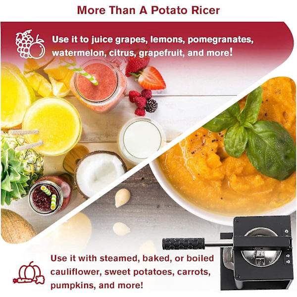 Potatisrivare, Robust Potatismössa Med 2 Utbytbara Skivor, Rostfritt Stål Matpress För Mosade Potatisar Grönsaker Puré Sås Fruktjuice Ba