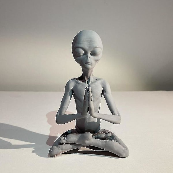 Mediterende Alien UFO Harpiks Statue Håndværk Bordpynt Skulptur Ornament Hjem Dekorationer