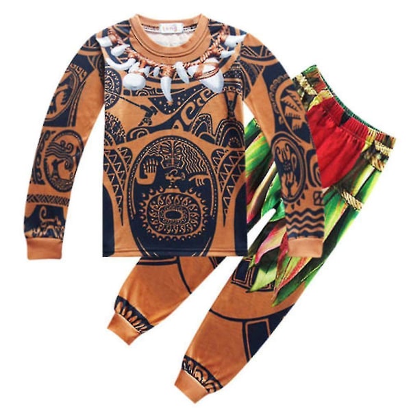 Moana Maui Kostume Pyjamas Sæt Børn Drenge Nattøj Soveoutfit 6-7 Years