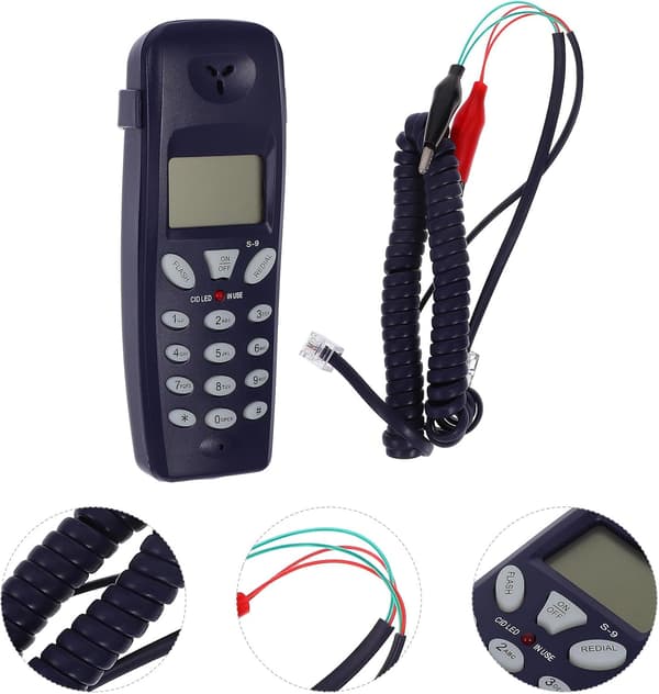 Kablet telefontester med LCD-anrops-ID-skjerm, ringevolumkontroll fasttelefon