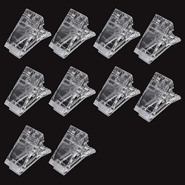 10 Pack Clear Nail Clip Nail Extension Clear Polygel Nail Clamps Quick Mount For Manicure And Nail Art