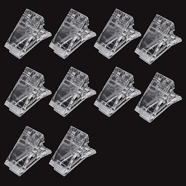 10-pack Klar Nagelklipp Nagelförlängning Klar Polygel Nagelklämmor Snabbmontering För Manikyr Och Nagelkonst