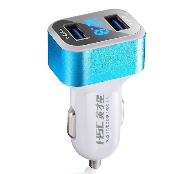 3.1A Dobbel USB Bil Lader Voltmeter Batterispenningsmonitor