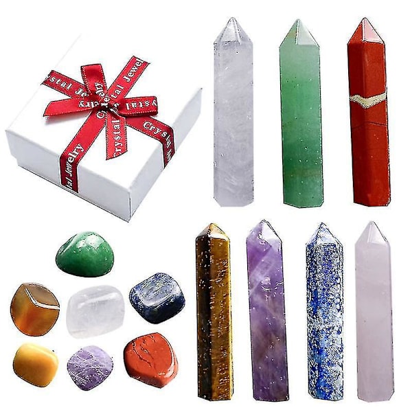 Polerade 7 Chakras Kristaller Stenar Set Skrivbordsdekoration