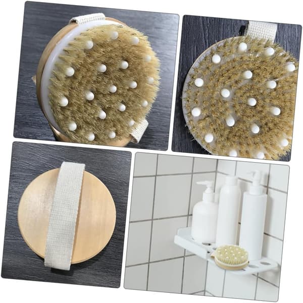 Badborste rund torr kroppsborste för duschskrubb Unisex badprodukter massagefunktion