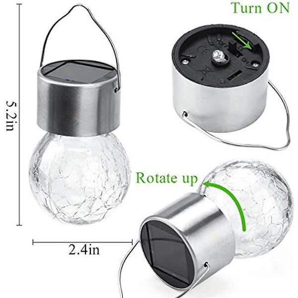 12 stk Sprekkkule Solcelle-Lysekrone Glasskule, Solcelle-Lysekrone White light